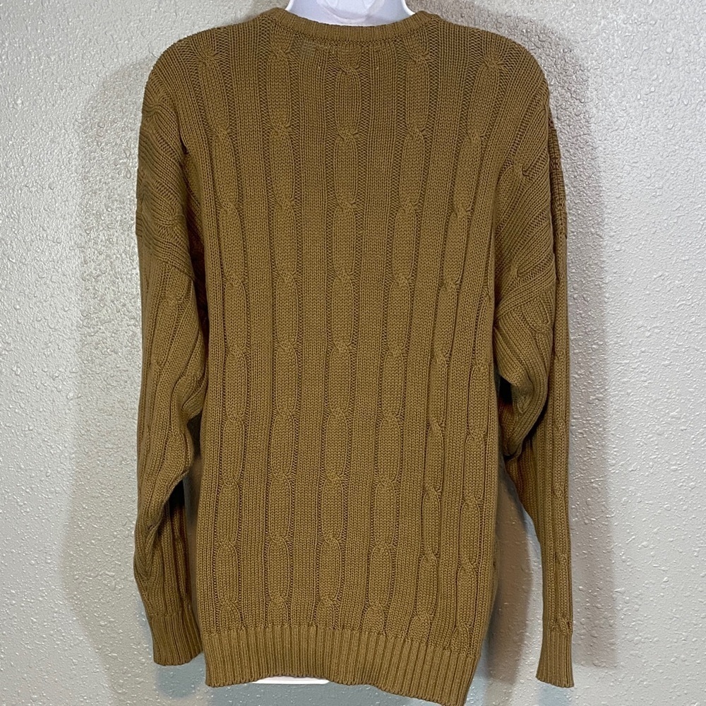 Unisex Pringle of Scotland Classic Cable Knit Crewneck Sweater Camel Tan - Picture 8 of 9